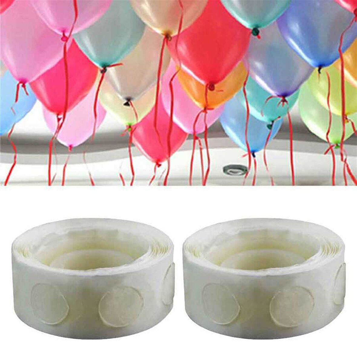 BALON BANDI 1 PAKET 100 Adet Çift Taraflı Balon Yapıştırma Bandı