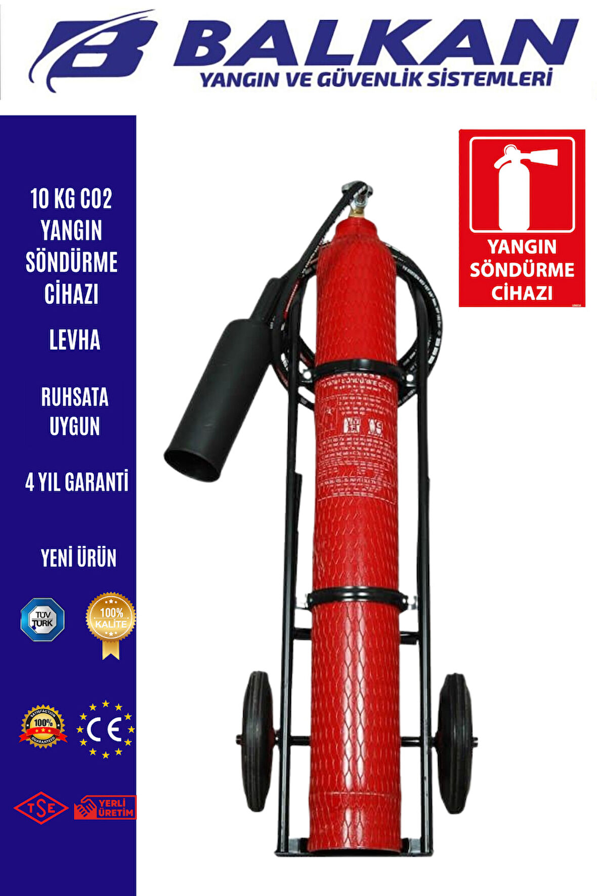 10 KG CO2 YANGIN SÖNDÜRME CİHAZI+LEVHA