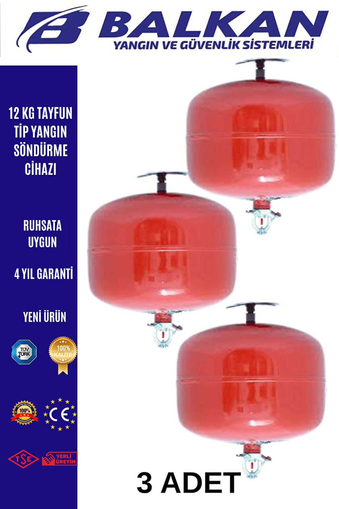 12 KG TAYFUN TİP YANGIN SÖNDÜRME CİHAZI 3 ADET