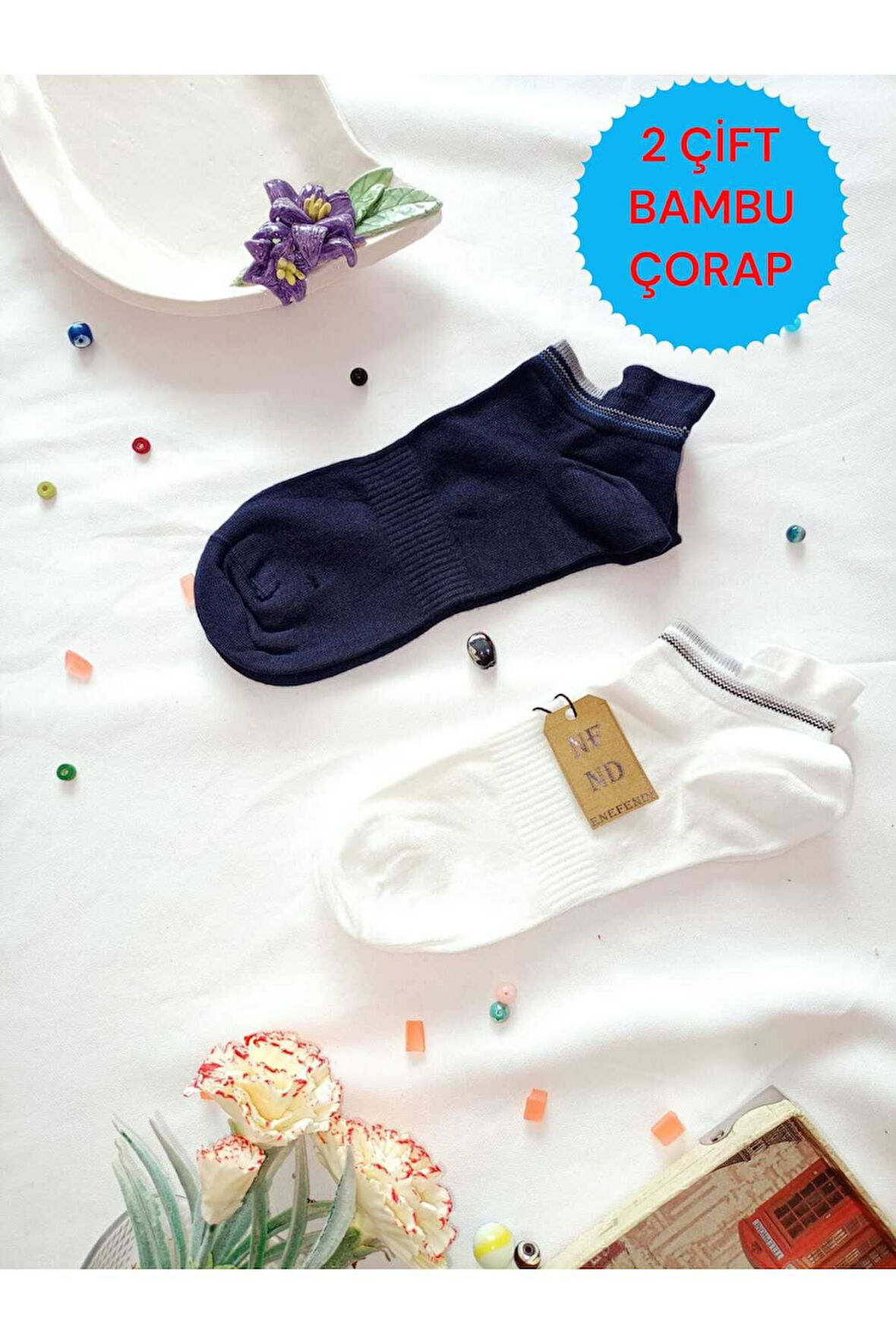 2 ÇİFT DİKİŞSİZ HEDİYE BAMBU PATİK ÇORAP TOPUK TAKVİYELİ ERKEK KADIN SIKMAYAN EKRU LACİVERT 36-40
