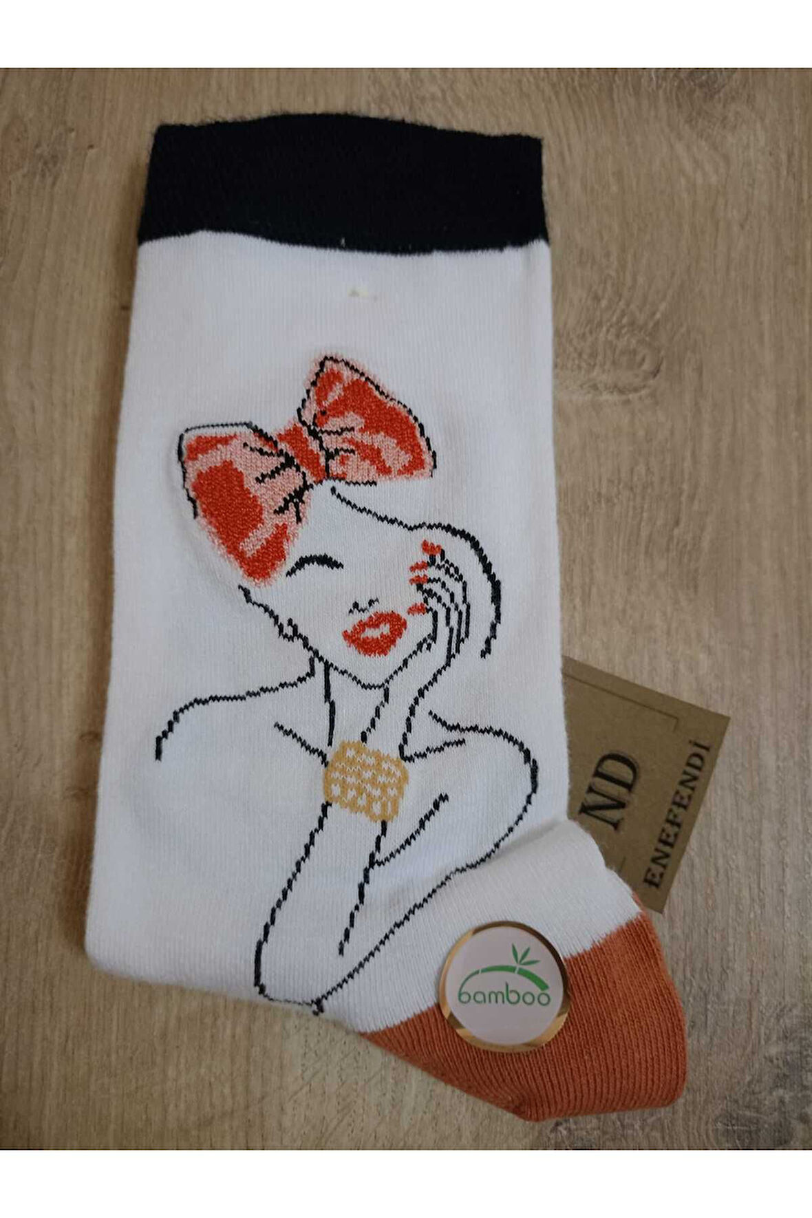 BAMBU KADIN ÇORABI KADIN DESENLİ BEYAZ YUMUŞAK ÇORAP 36-40