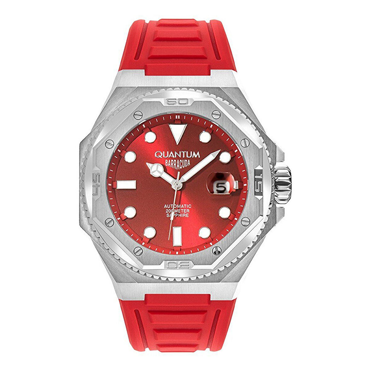 Quantum BAR1091.358 Erkek Kol Saati | 47MM, Otomatik Mekanizma, Safir Cam, 20 ATM, Kırmızı Silikon Kordon