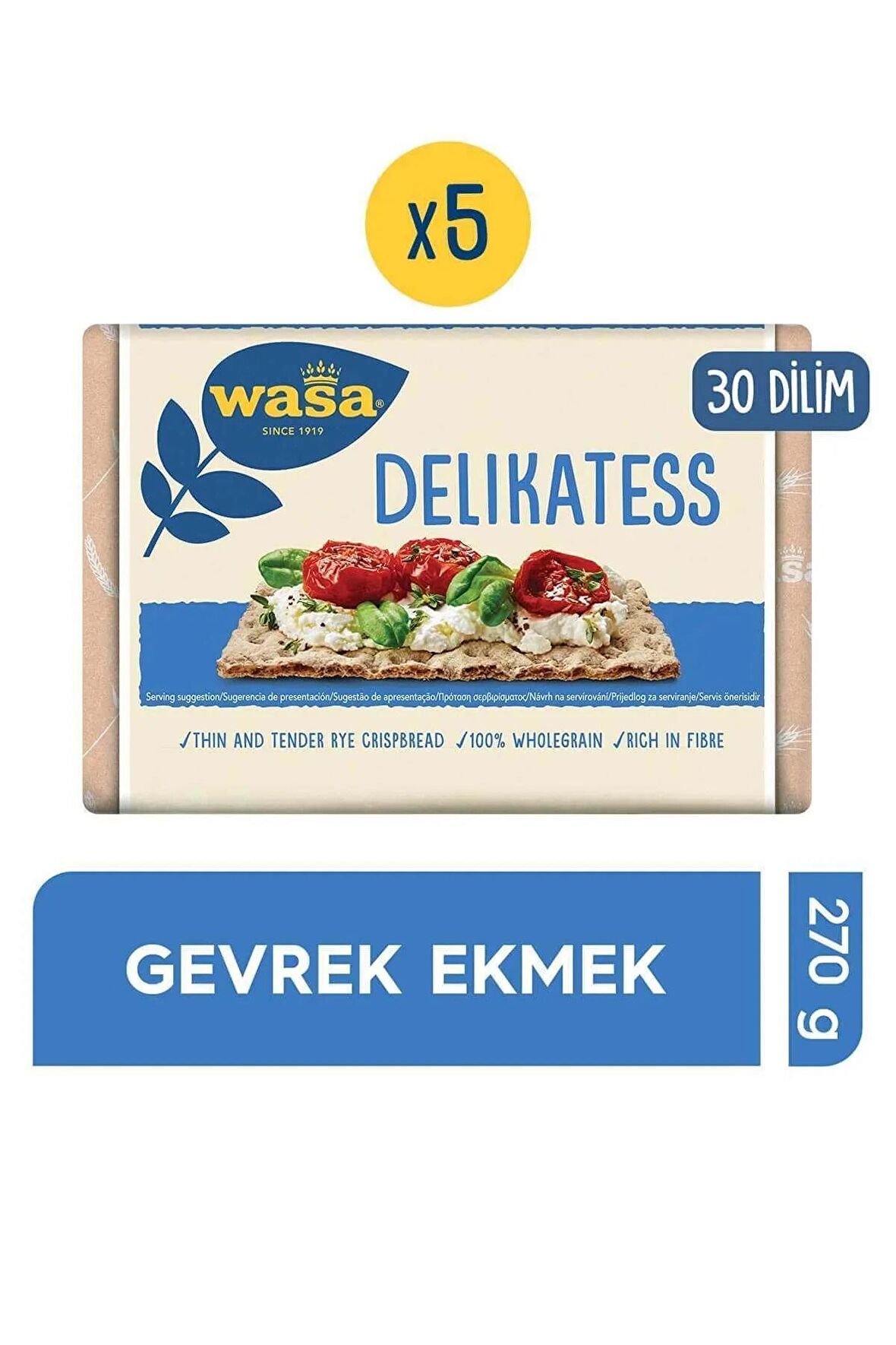 Wasa Crispbread Delikatess İnce Gevrek Ekmek 270 Gr X 5 Adet