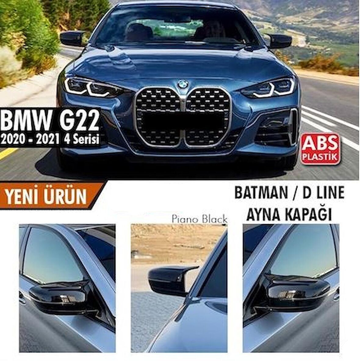 BMW G22-G23-G26 4 Serisi Batman Yarasa Ayna Kapağı Piano Black ABS Plastik