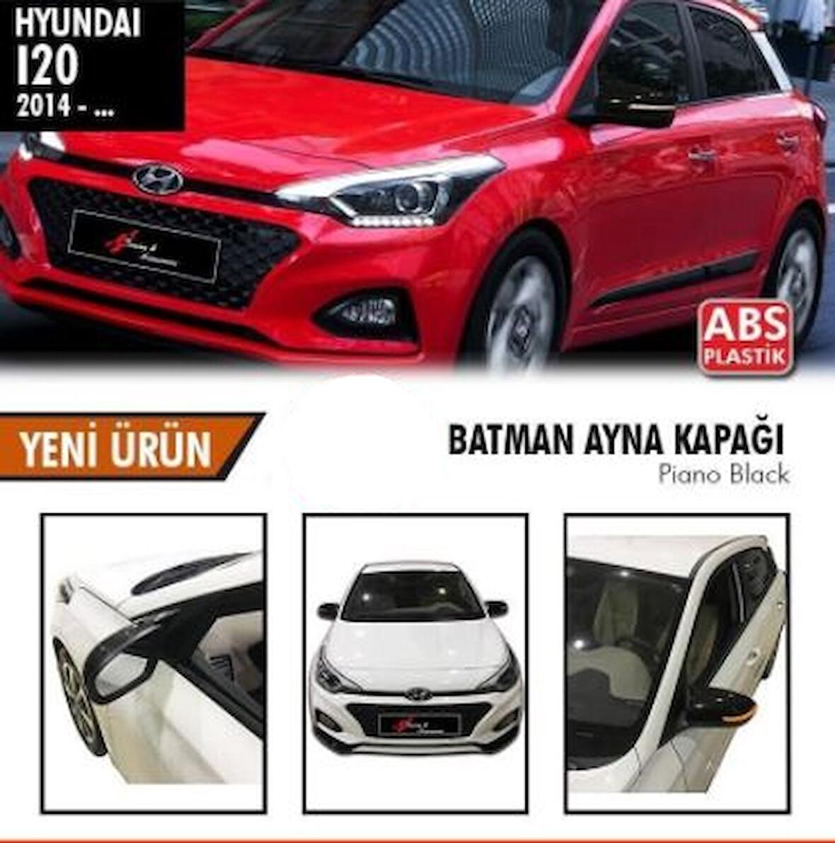 Hyundai İ20 2014 Sonrası Sinyalli Batman Yarasa Ayna Kapağı Piano Black ABS Plastik