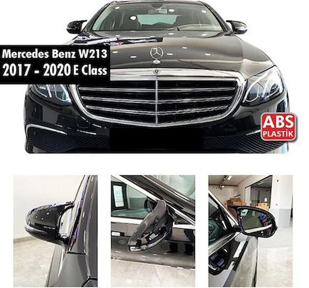 Mercedes W213 2017-2020 E Serisi Batman Yarasa Ayna Kapağı Piano Black ABS Plastik