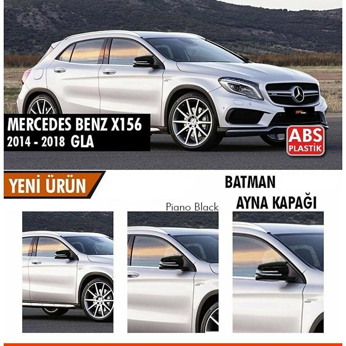 Mercedes Benz GLA X156 2014-2019 Batman Yarasa Ayna Kapağı Piano Black ABS Plastik