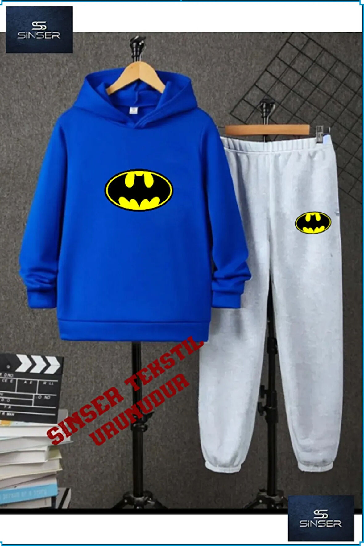 Kapşonlu Çocuk “BATMANLOGO” Baskılı Eşofman Takımı