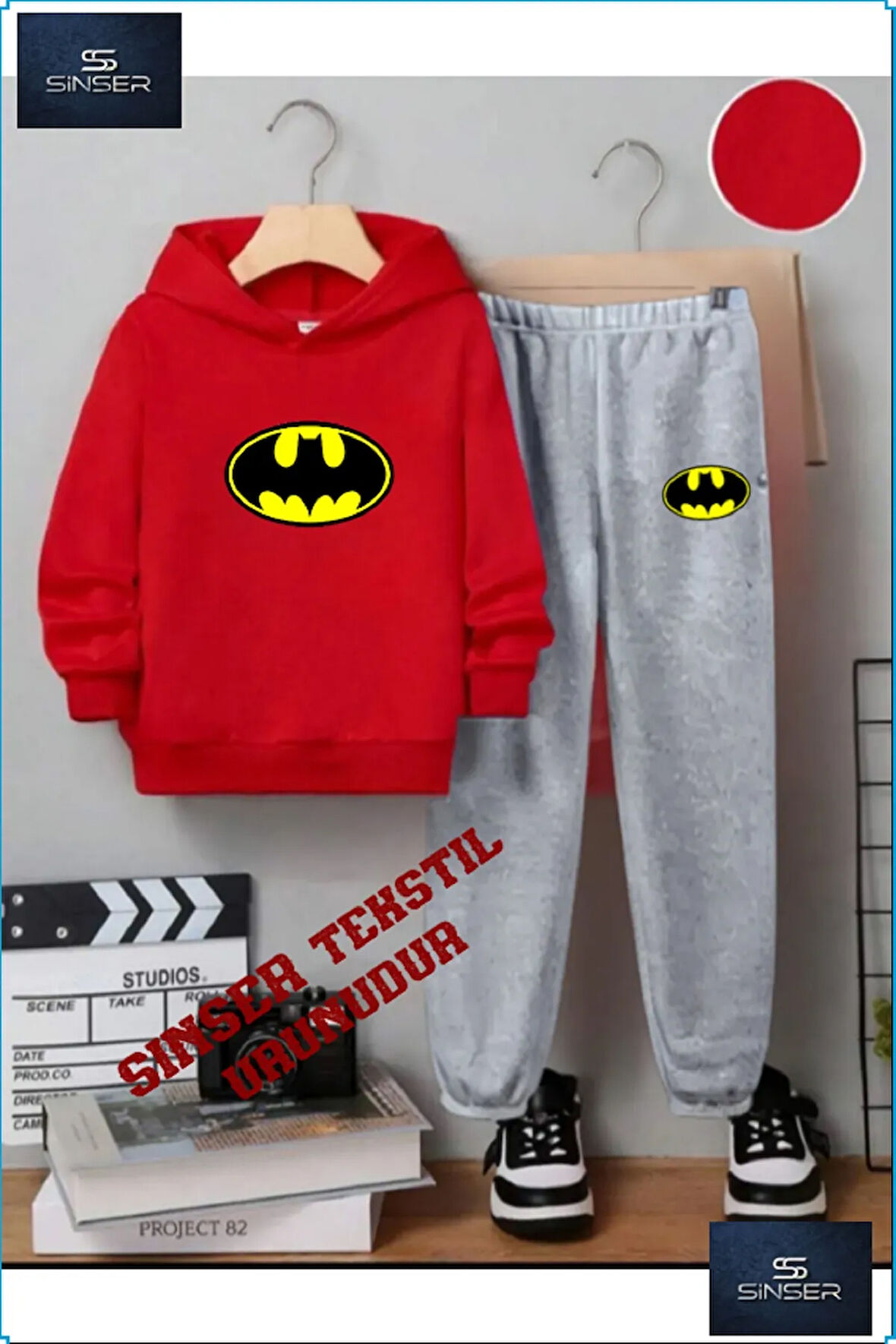 Kapşonlu Çocuk “BATMANLOGO” Baskılı Eşofman Takımı