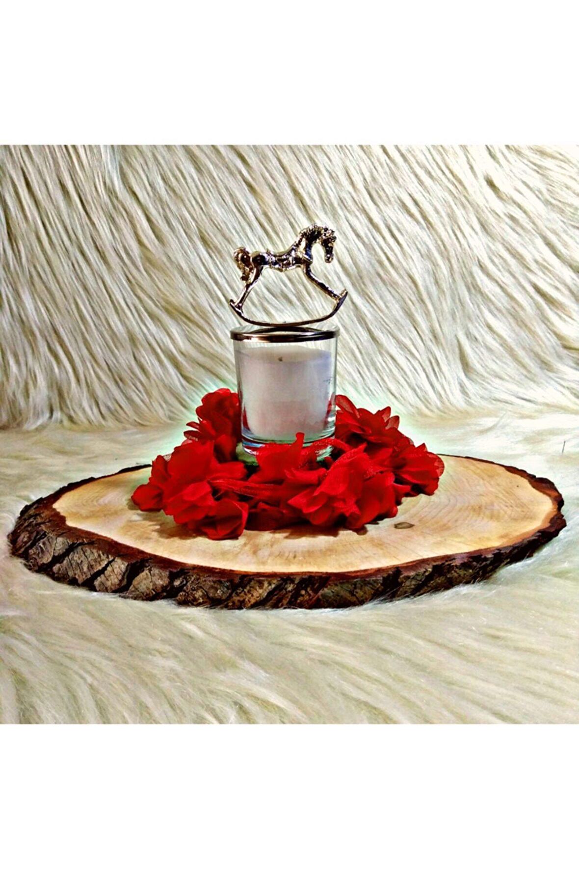 Gümüş Sallanan At Figürlü Bardak Mum