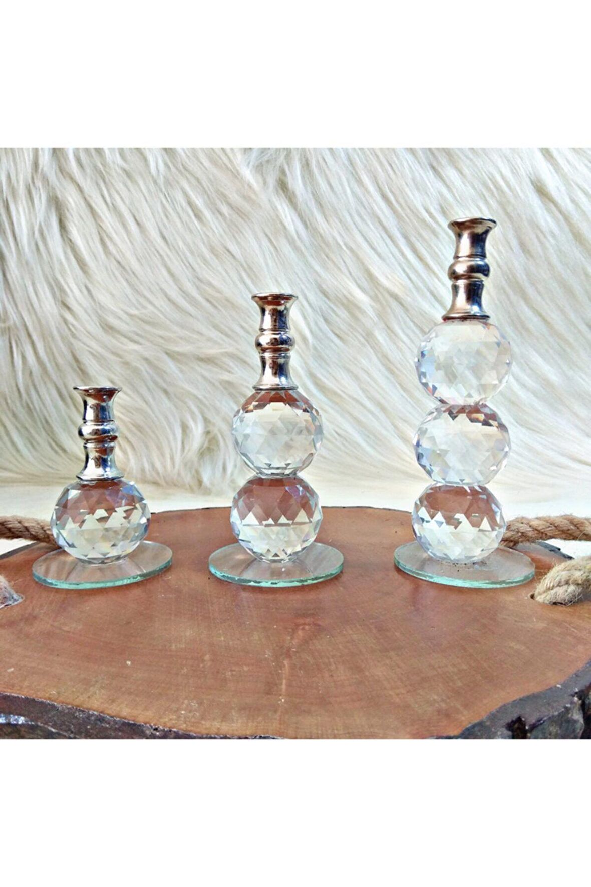 3 Parça Kristal Gümüş Tüylük Seti