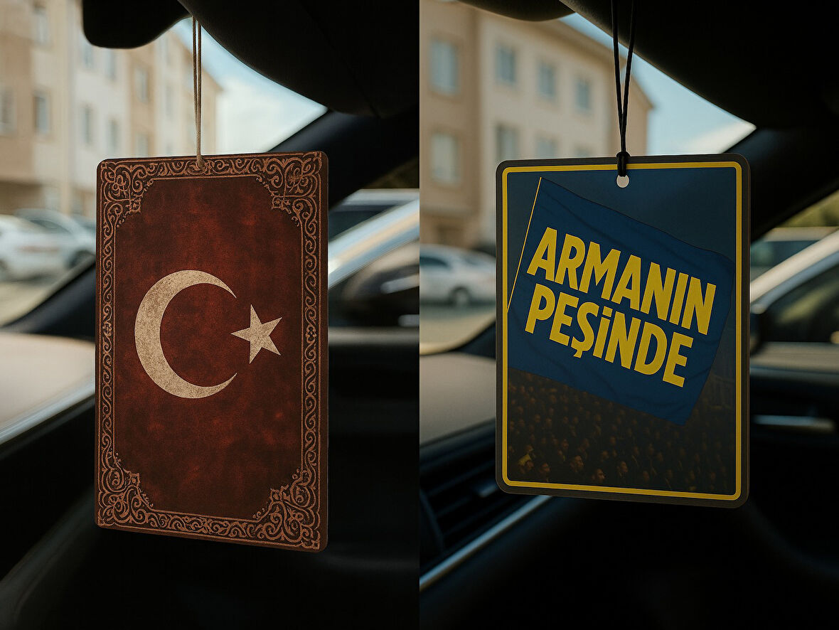 Türk Bayrağı ve Sarı Lacivert Armanın Peşinde - İkili Oto Kokusu - Dekoratif Araç Kokusu ve Aksesuarı