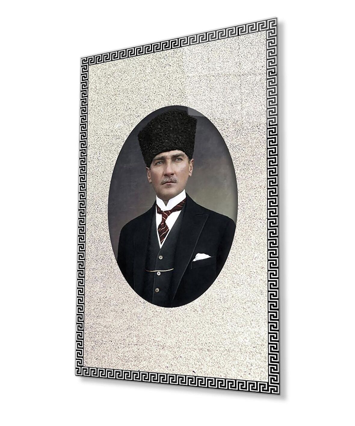 Çerçeveli Atatürk Portresi Cam Tablo, Ev ve Ofis Duvar Dekoru, Hediyelik Büyük Temperli Cam Tablo