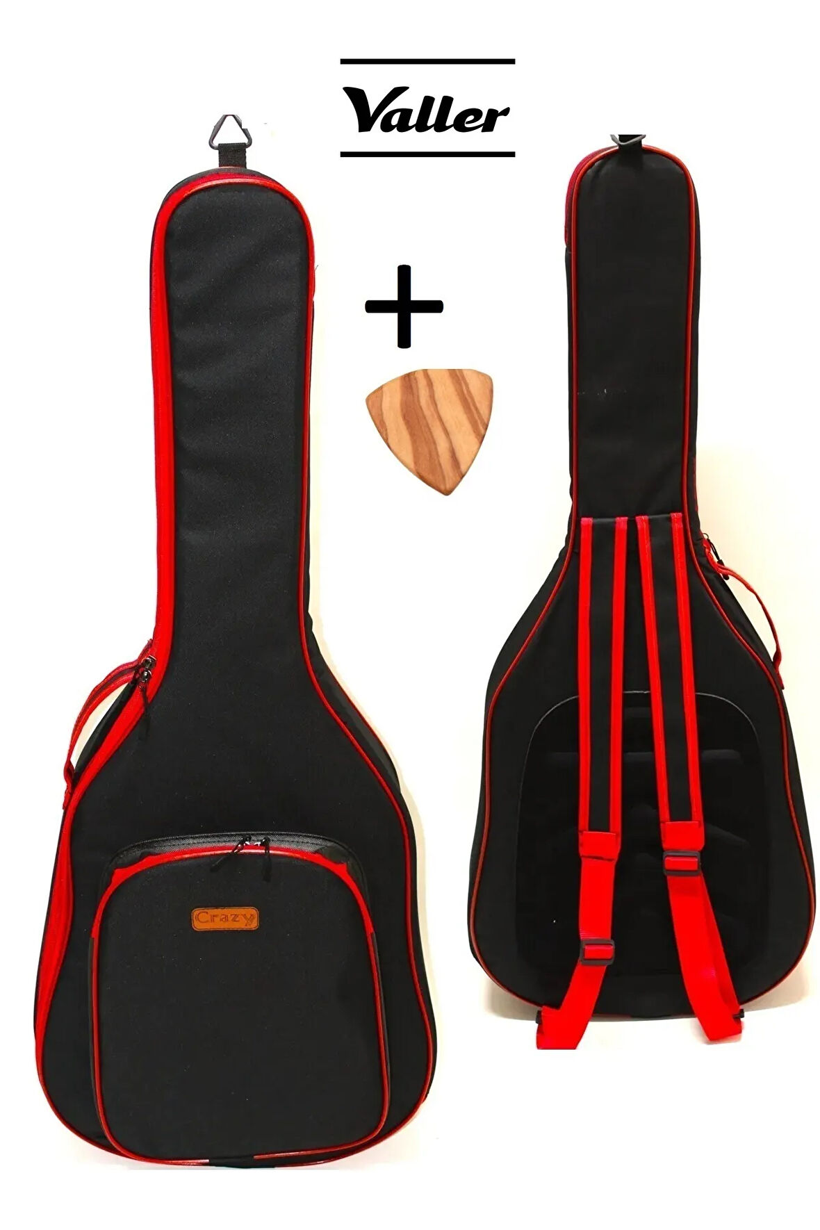 Özel Tasarım Valler Uyumlu Akustik Gitar Kılıfı Gri Taşıma Çantası Gigbag Softcase + Ahşap Pena