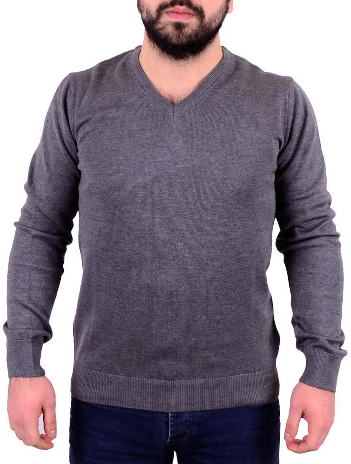 Twister 3622 Gri Melanj V Yaka Erkek Kazak