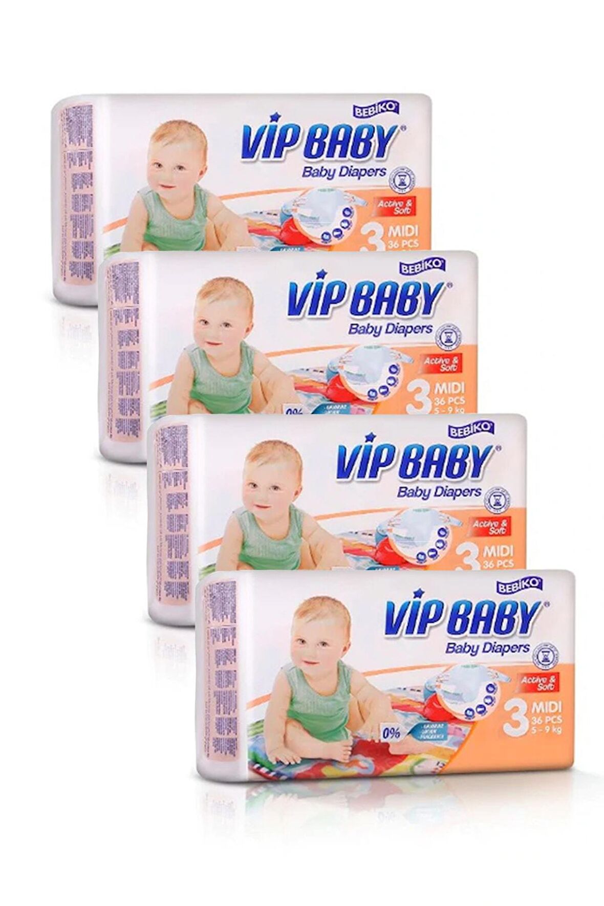 Vıp Baby Aylık Paket 3 Midi 36 Adet 4lü Set Bebek Bezi