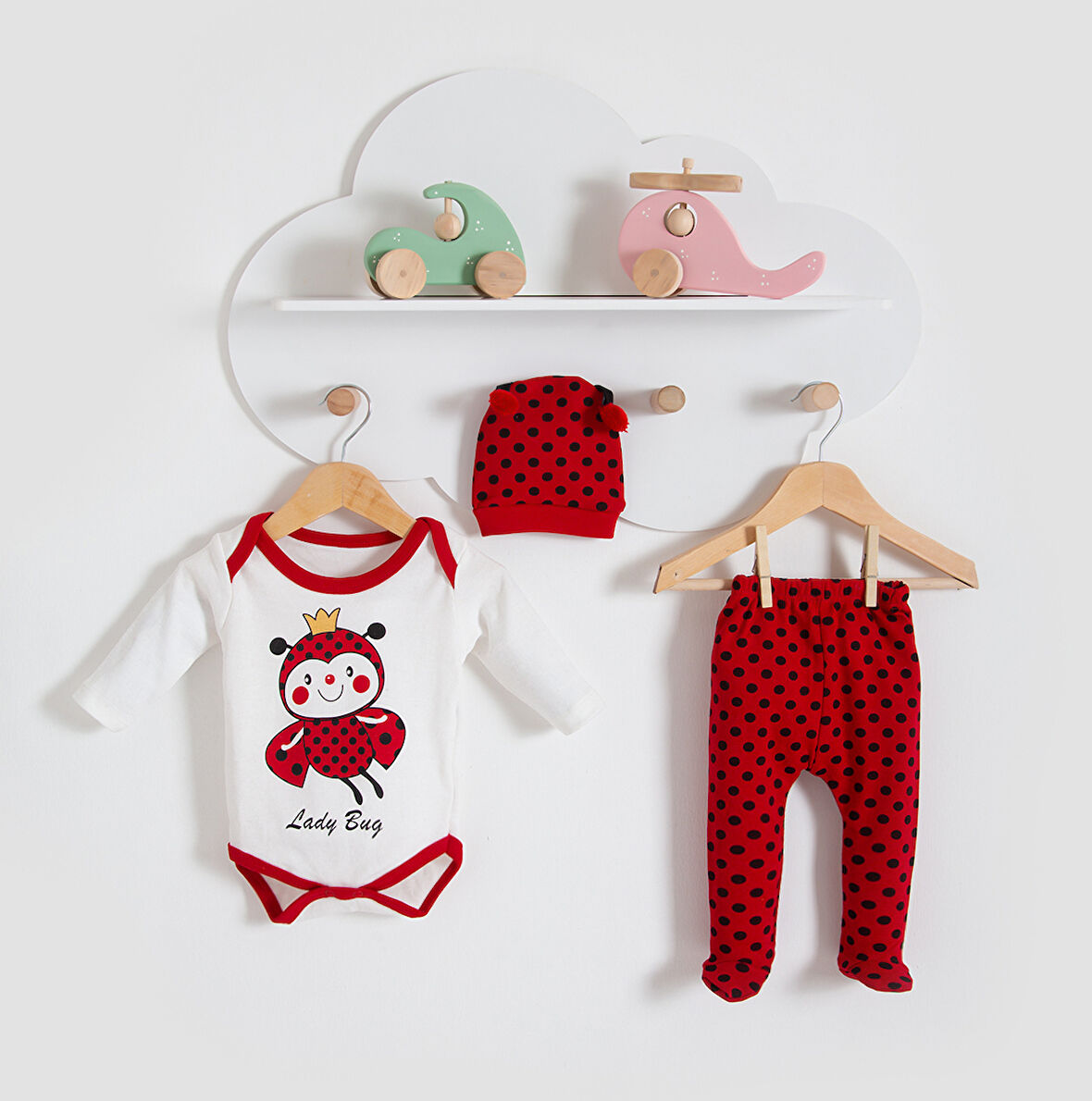 Lady Bug Badili Şapkalı Bebek Takım Renkli Karışık | 0-3 AY