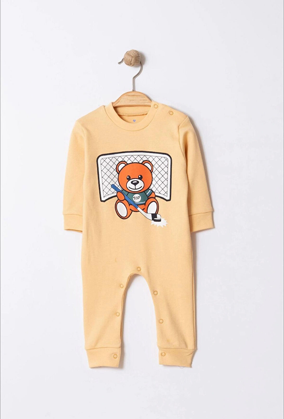 Toy Ayı Temalı Bebek Tulum Bej | 0-3 AY