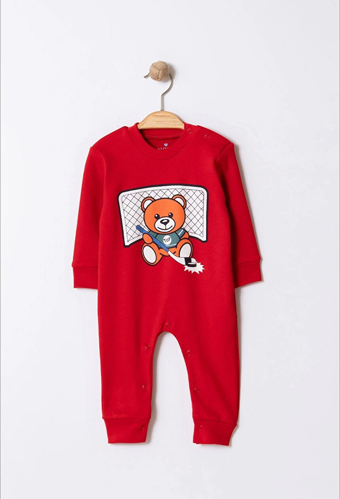 Toy Ayı Temalı Bebek Tulum Kırmızı | 0-3 AY