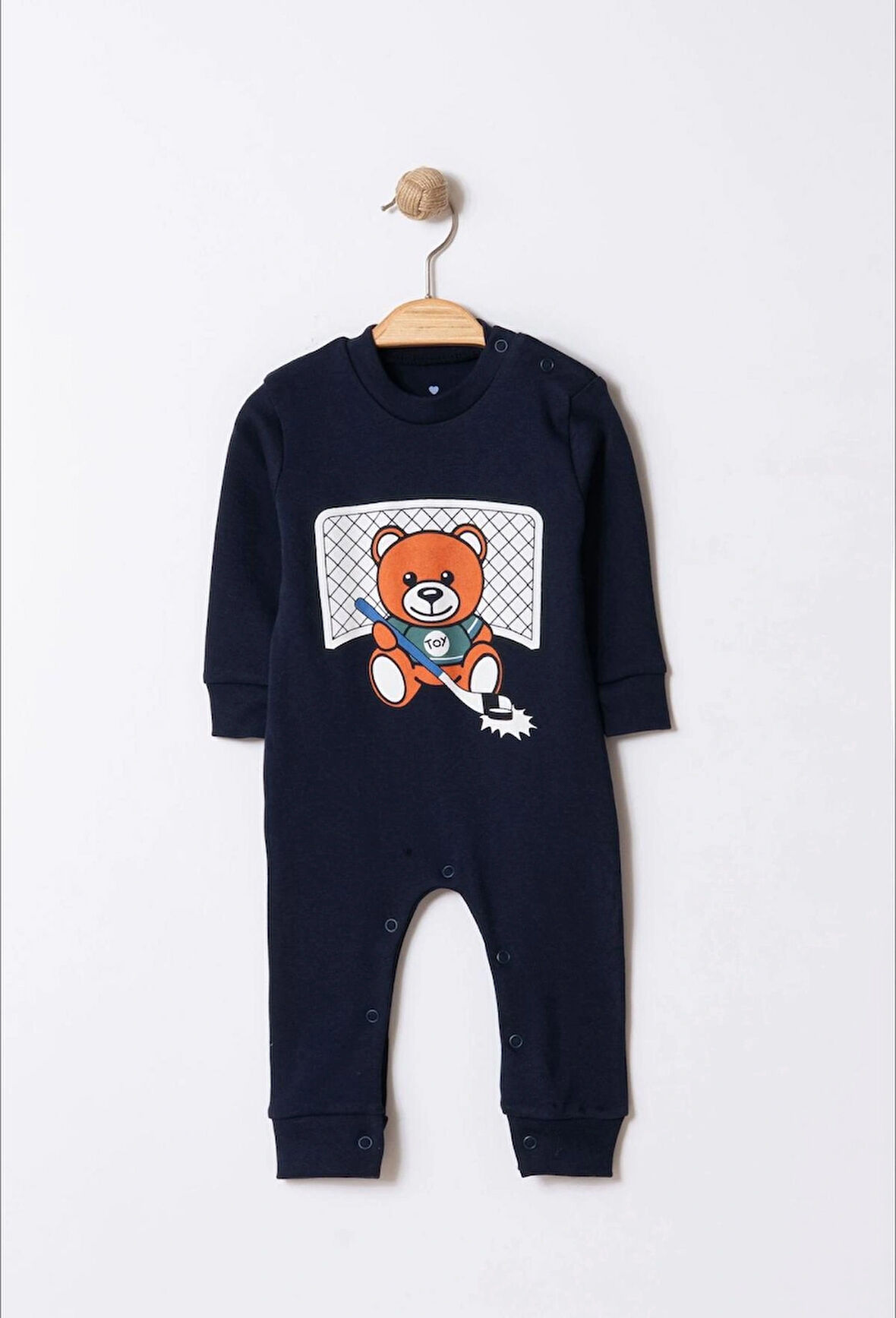 Toy Ayı Temalı Bebek Tulum Lacivert | 6-9 AY
