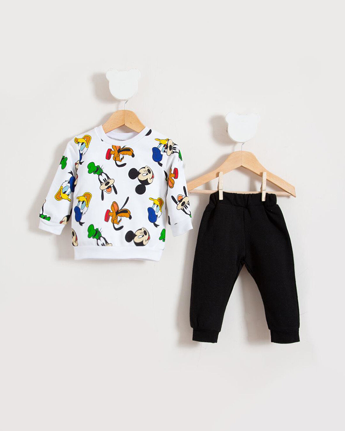 Özel Karakterler Baskılı Bebek Alt Üst Takım Siyah | 12-18 AY