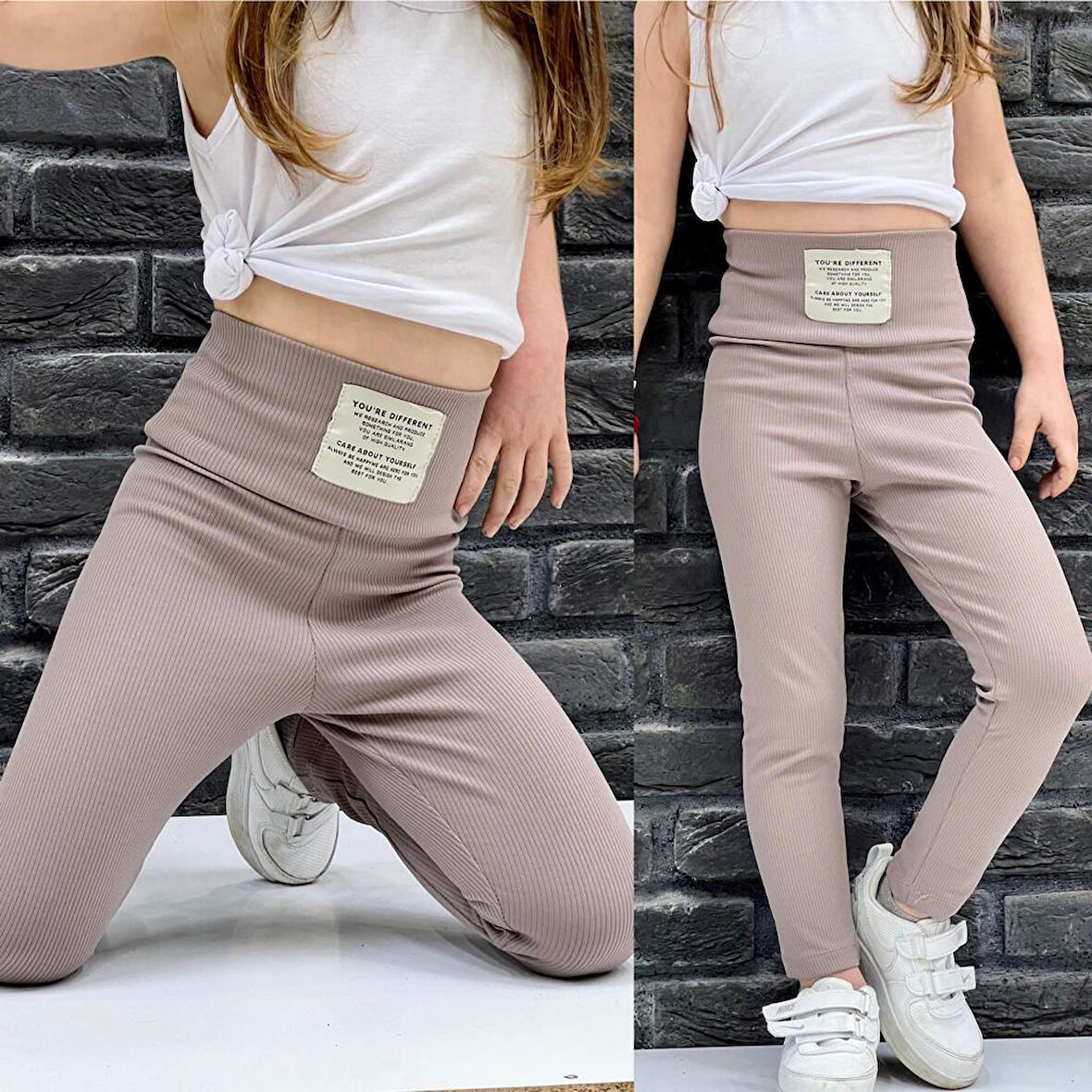 Mevsimlik Pamuklu Esnek Bebek Çocuk Tayt-Krem | 1 Yaş