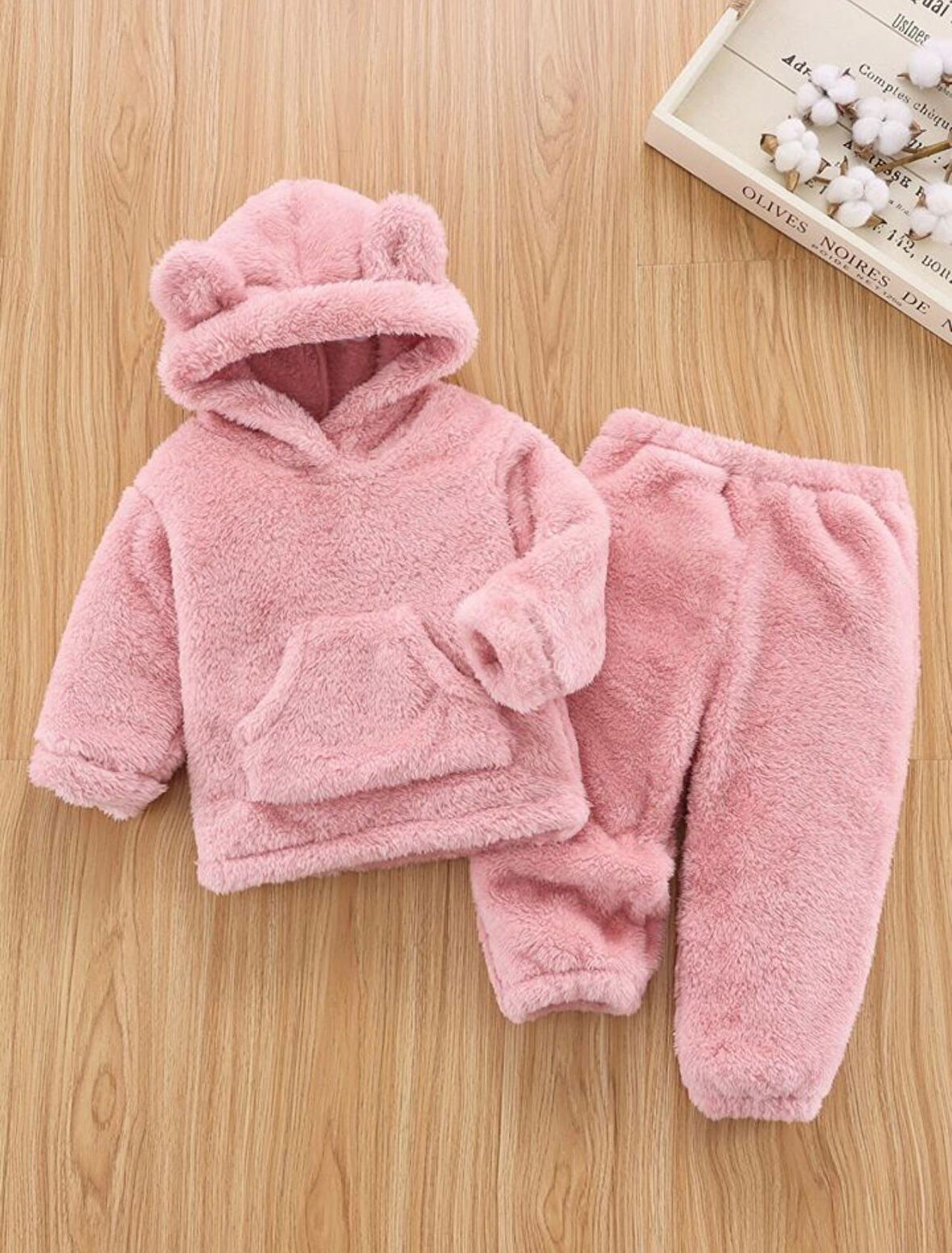 Unisex Peluş Çocuk Alt Üst Welsoft Takım-Somon | 2 Yaş