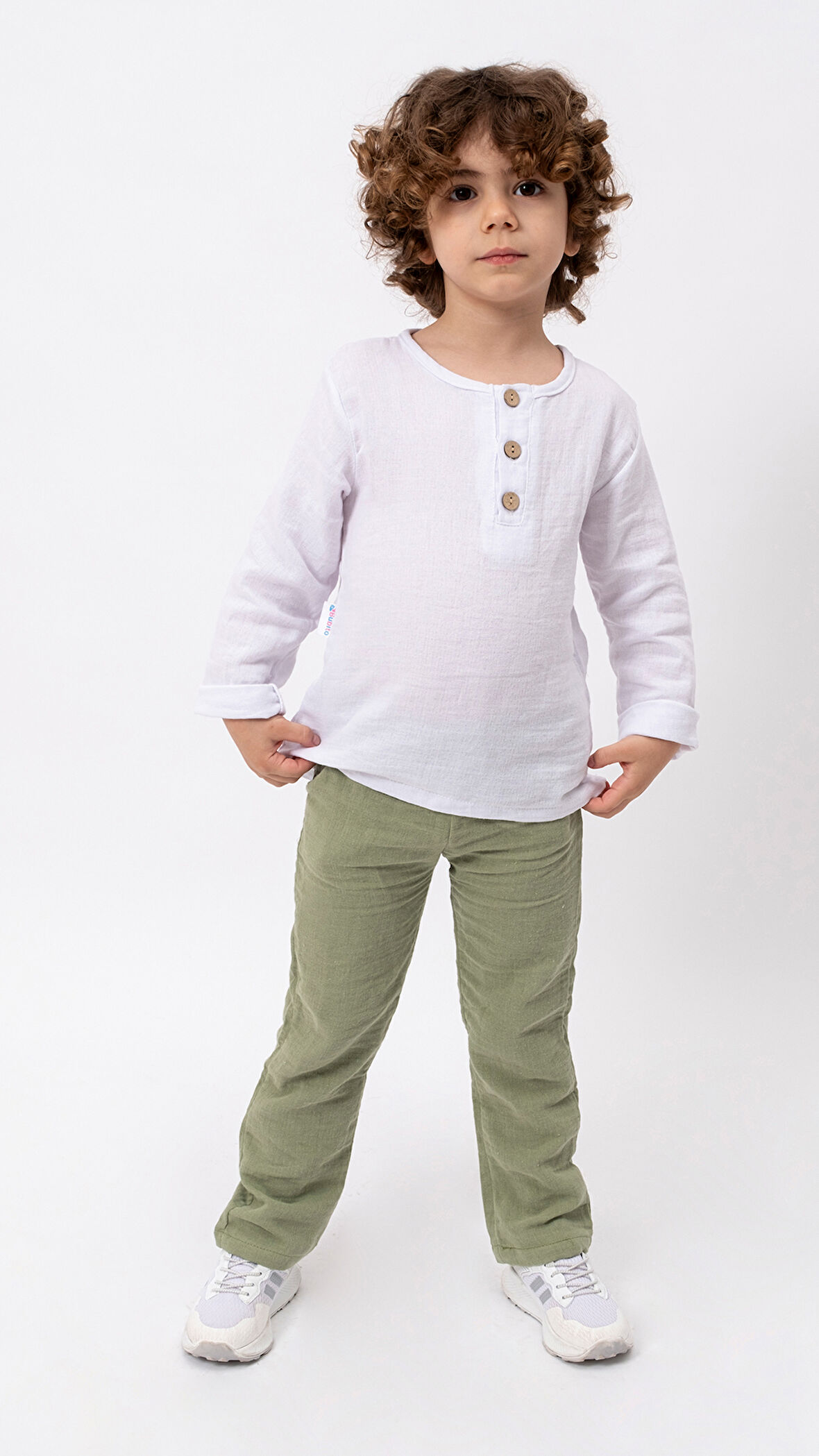 Unisex Bebek&Çocuk %100 Pamuklu Müslin Alt Üst Pijama Takım-Yeşil | 3-6 Ay