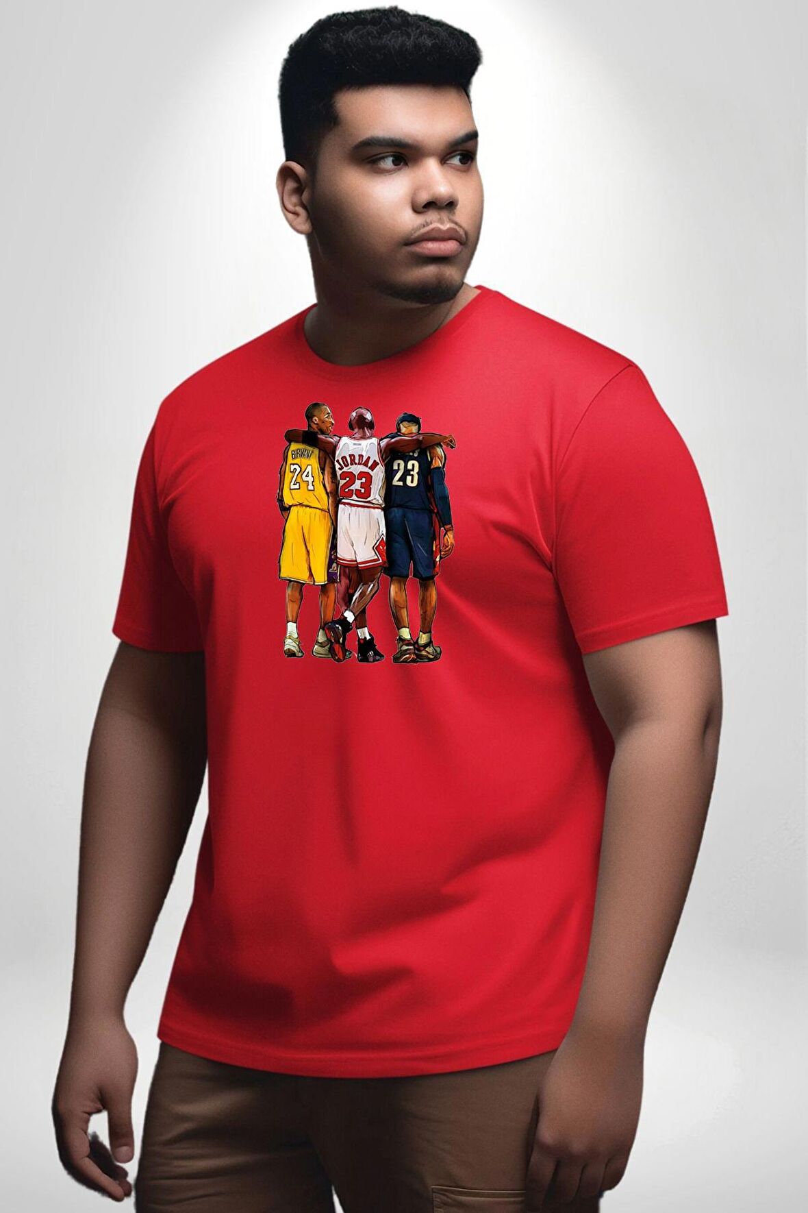 Basketbol Braynt Kobe  Kırmızı Büyük Beden Erkek Kadın Unisex Basic Ön Baskılı Tişört