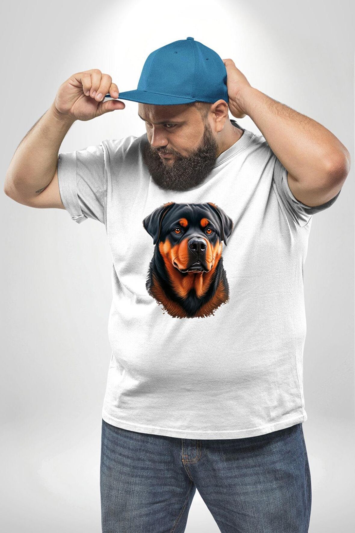 Rottweiler A Secere Beyaz Büyük Beden Kadın Erkek Ünisex  Basic Ön Baskılı Tişört