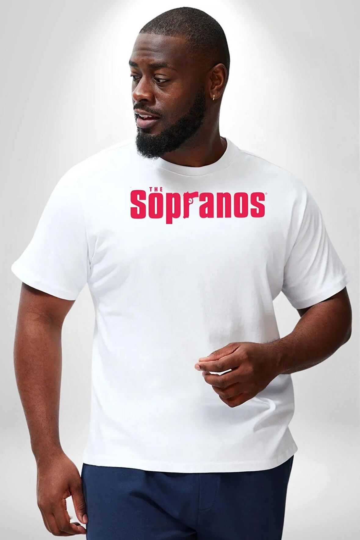 The Sopranos Beyaz Büyük Beden Kadın Erkek Ünisex  Basic Ön Baskılı Tişört