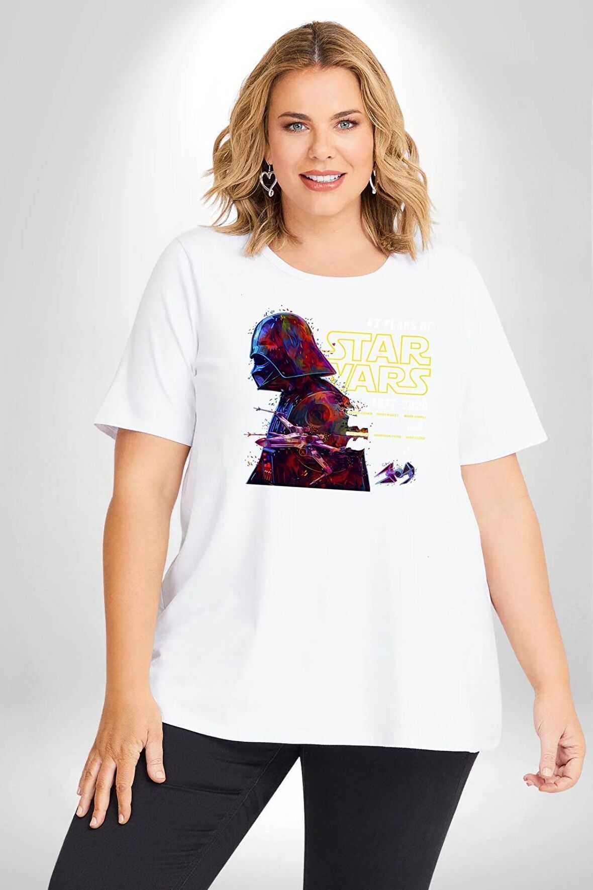 Star Wars Oyuncuları İmzaları  Beyaz Büyük Beden Kadın Erkek Ünisex  Basic Ön Baskılı Tişört