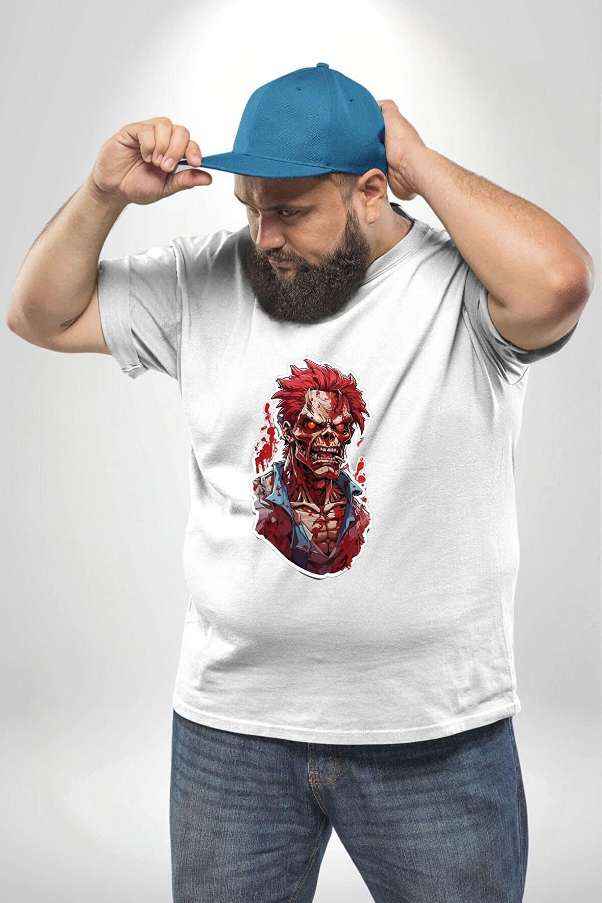 Zombi Beyaz The Walking Dead  Beyaz Büyük Beden Kadın Erkek Ünisex  Basic Ön Baskılı Tişört