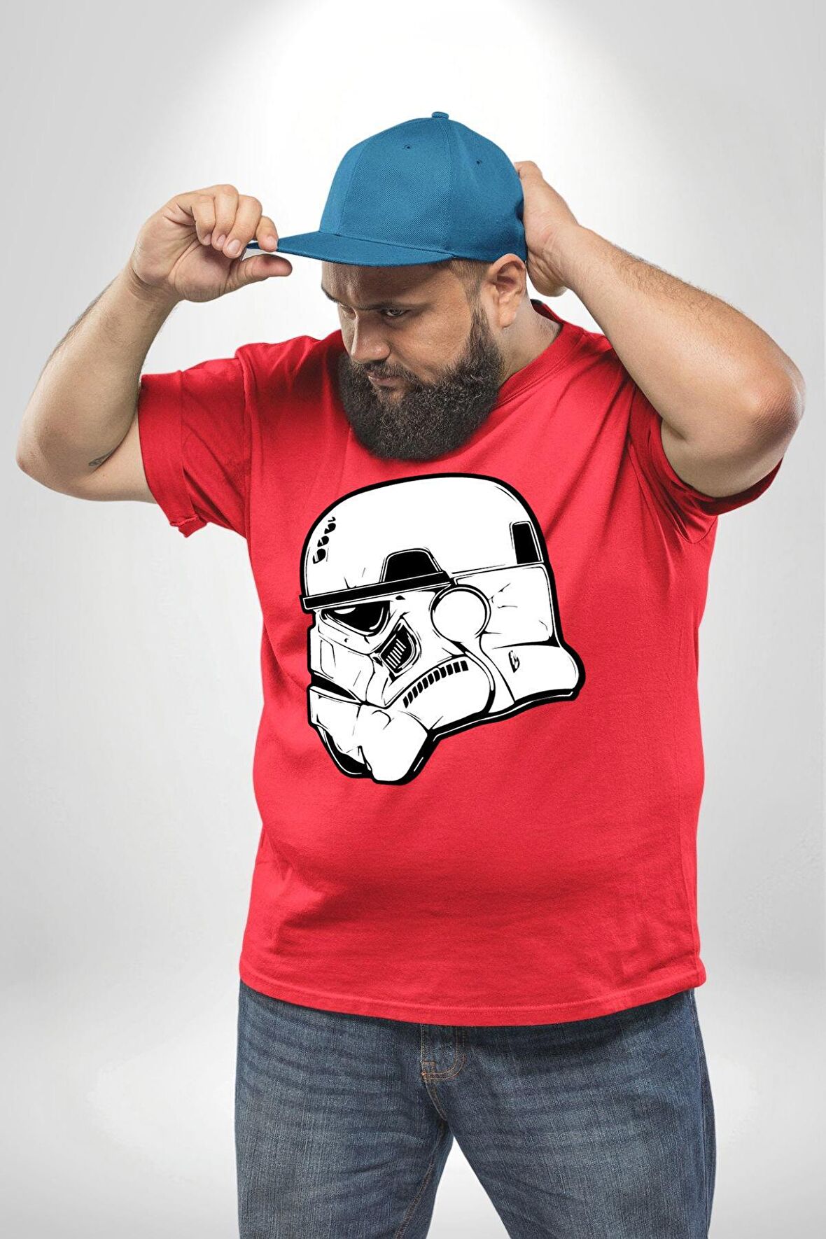 Klon Trooper Star Wars Kahramanı Kırmızı Büyük Beden Erkek Kadın Unisex Basic Ön Baskılı Tişört
