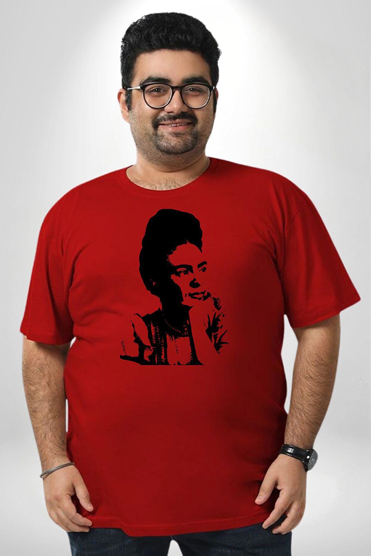 Frida Kahlo Kırmızı Büyük Beden Erkek Kadın Unisex Basic Ön Baskılı Tişört