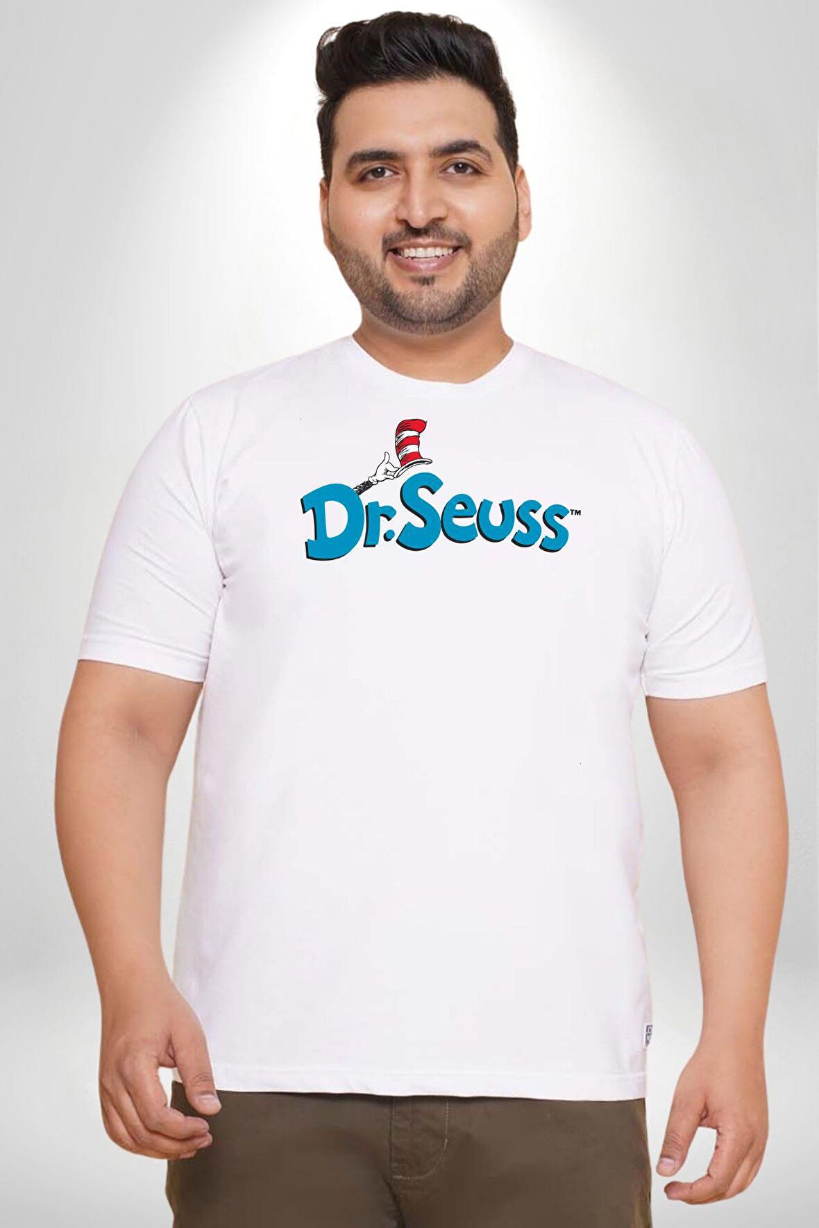 Dr Seuss Beyaz Büyük Beden Kadın Erkek Ünisex  Basic Ön Baskılı Tişört