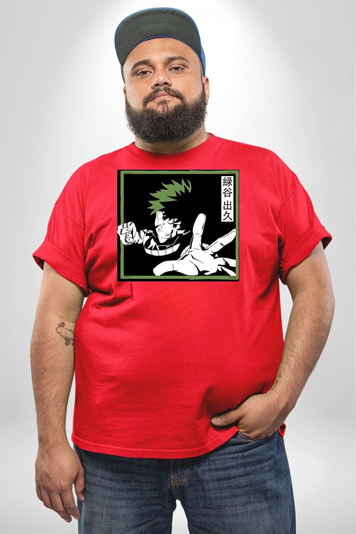 My Hero Academia  Dabi Anime  Kırmızı Büyük Beden Erkek Kadın Unisex Basic Ön Baskılı Tişört