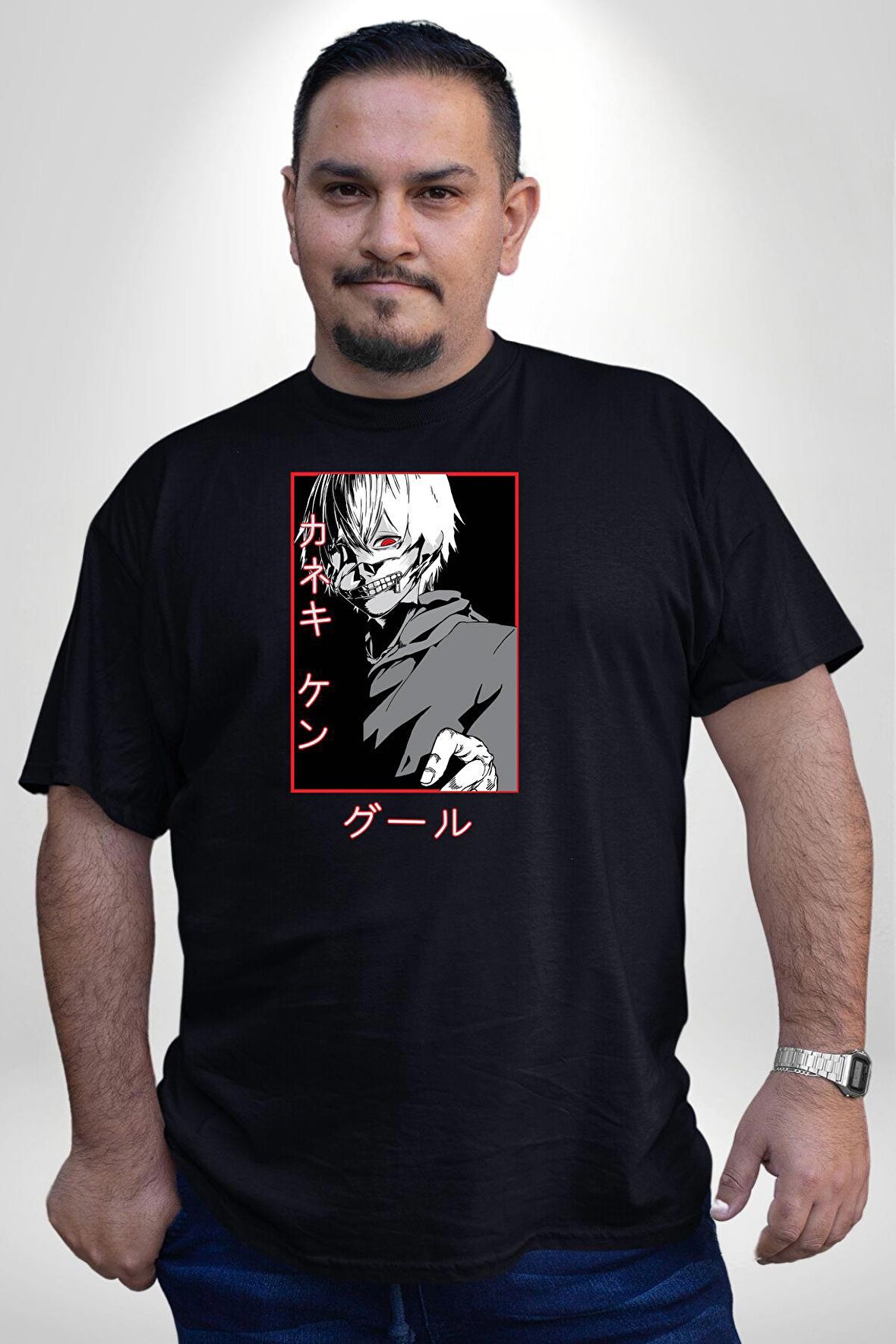 Kaneki Ken Kuma Japon Anime Şeytan Siyah Büyük Beden Erkek Kadın Unisex Basic Ön Baskılı Tişört