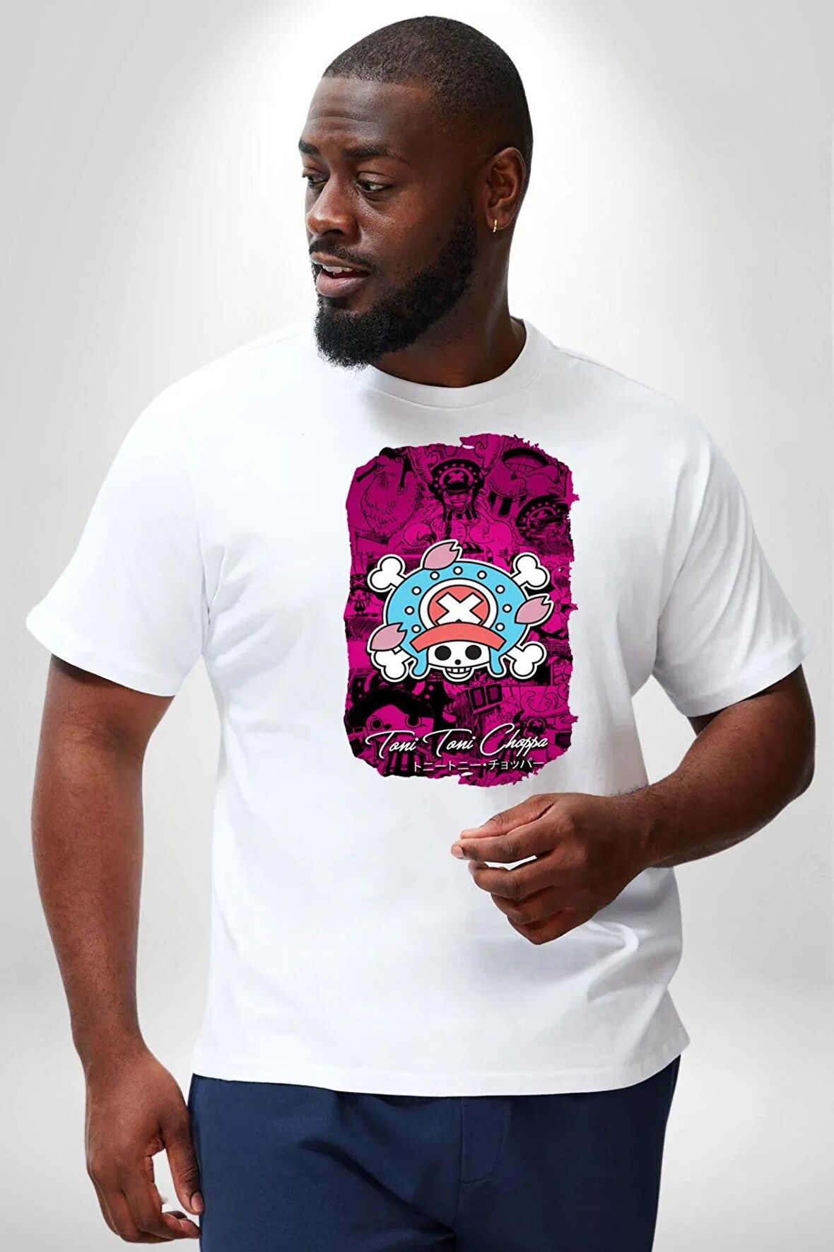 Toni Toni Chopper One Piece Anime Beyaz Büyük Beden Kadın Erkek Ünisex  Basic Ön Baskılı Tişört