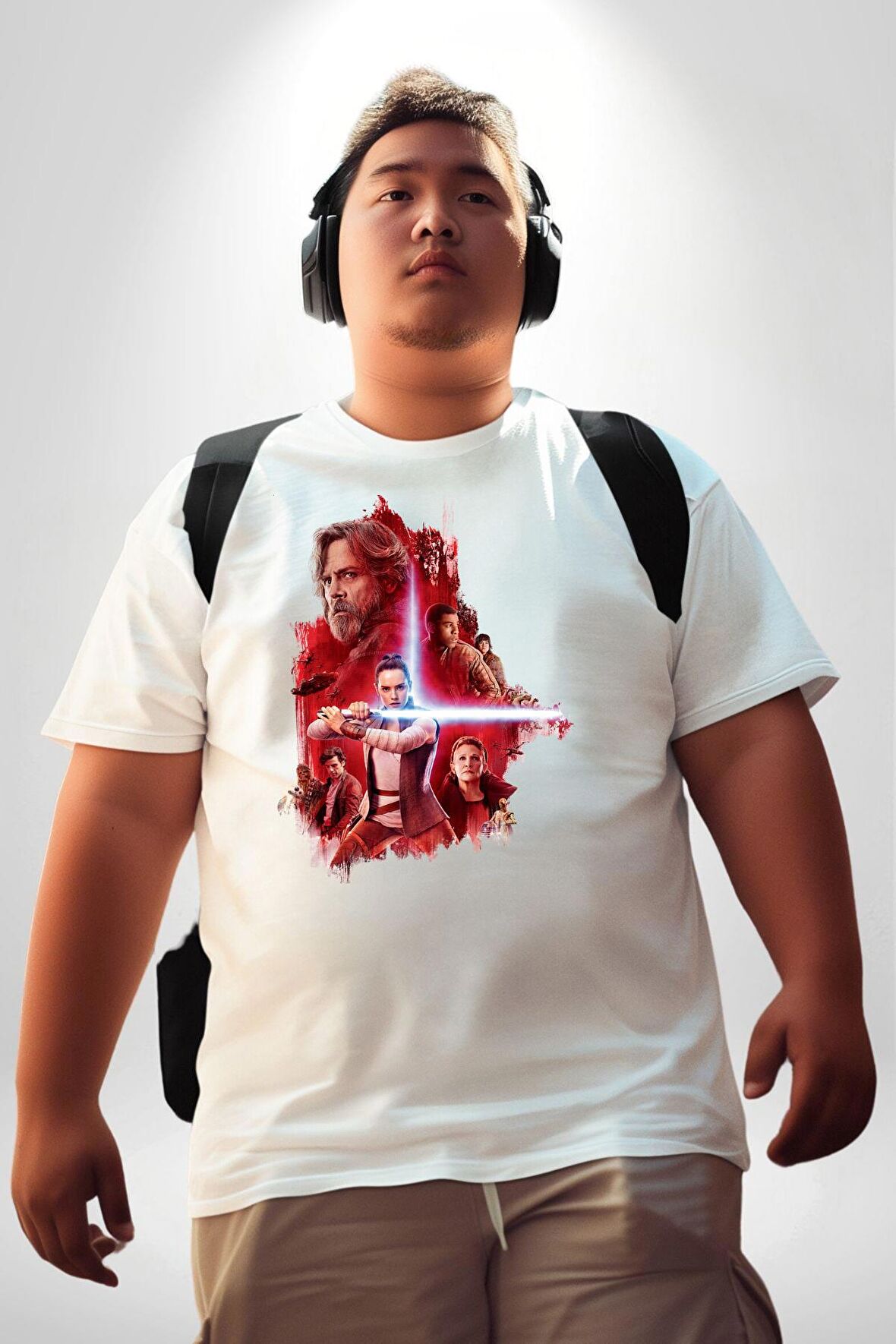 Star Wars Son Jedi Beyaz Büyük Beden Kadın Erkek Ünisex  Basic Ön Baskılı Tişört