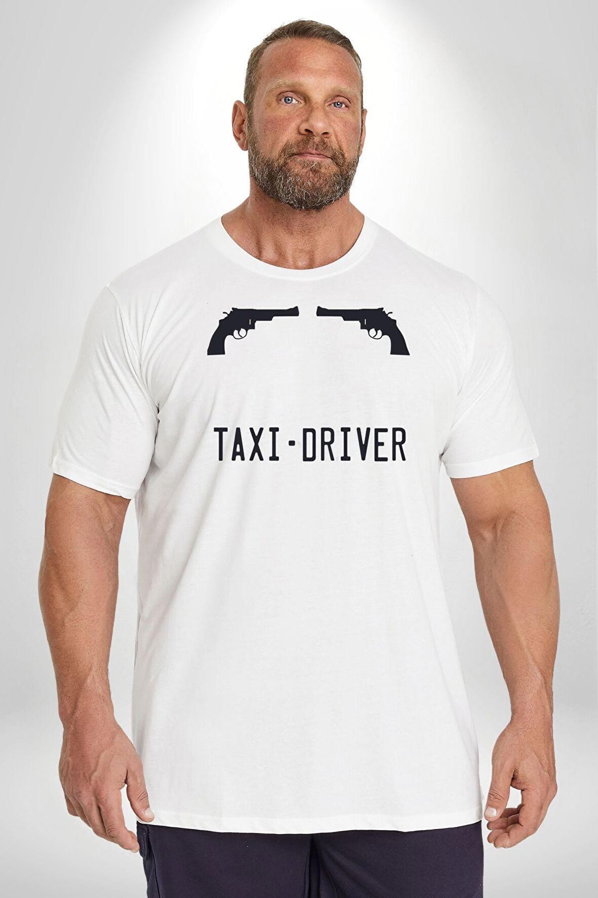 Taxi-Driver Sinema Beyaz Büyük Beden Kadın Erkek Ünisex  Basic Ön Baskılı Tişört