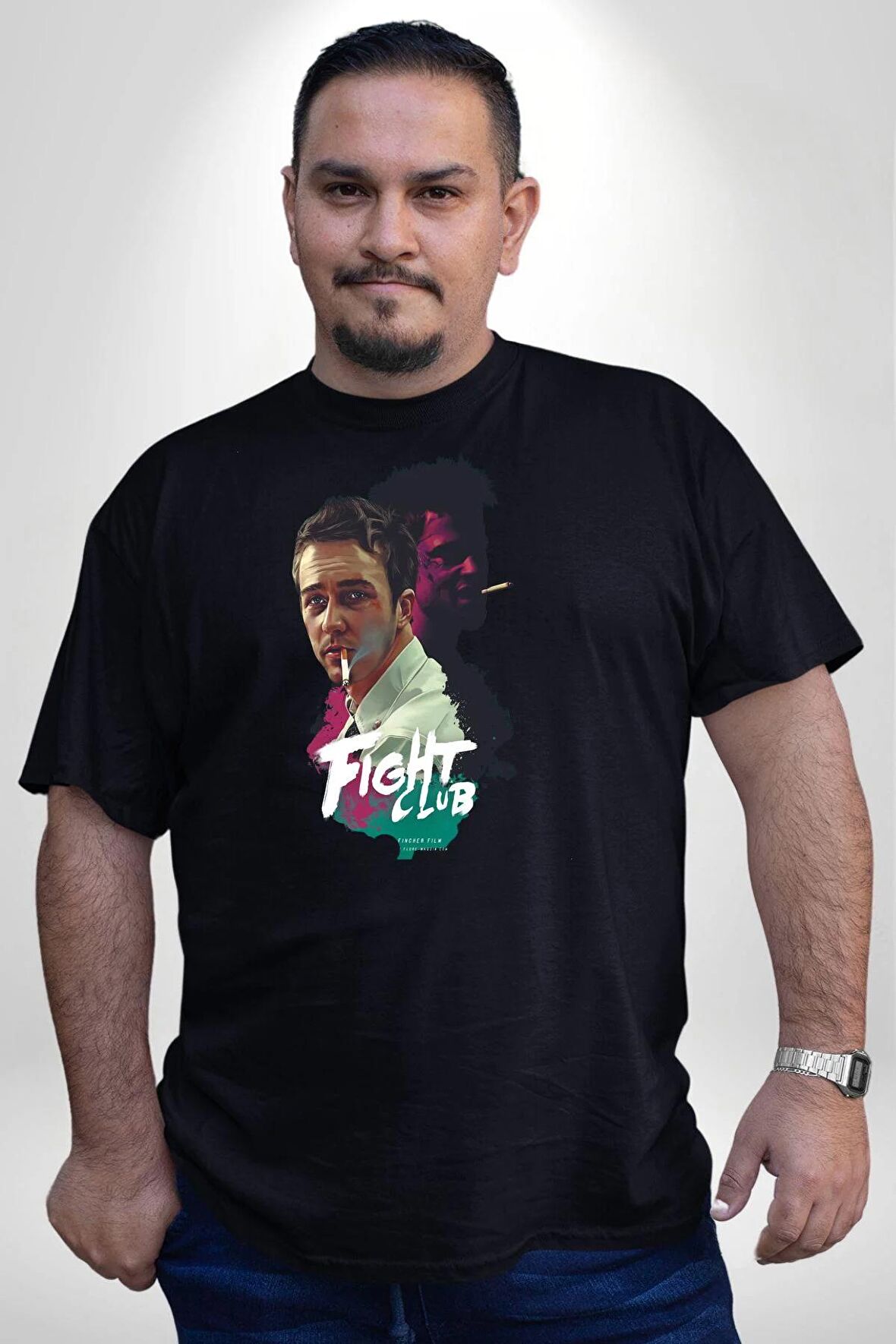 Fight Club Sinema Siyah Büyük Beden Erkek Kadın Unisex Basic Ön Baskılı Tişört