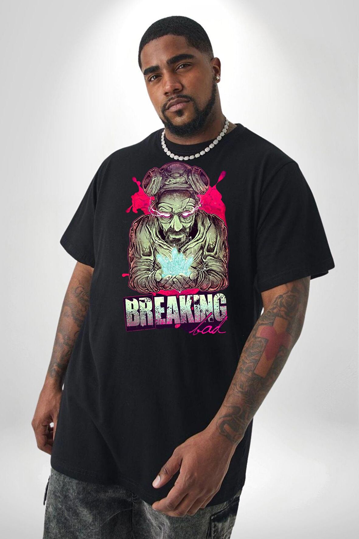 Breaking Bad Siyah Büyük Beden Erkek Kadın Unisex Basic Ön Baskılı Tişört