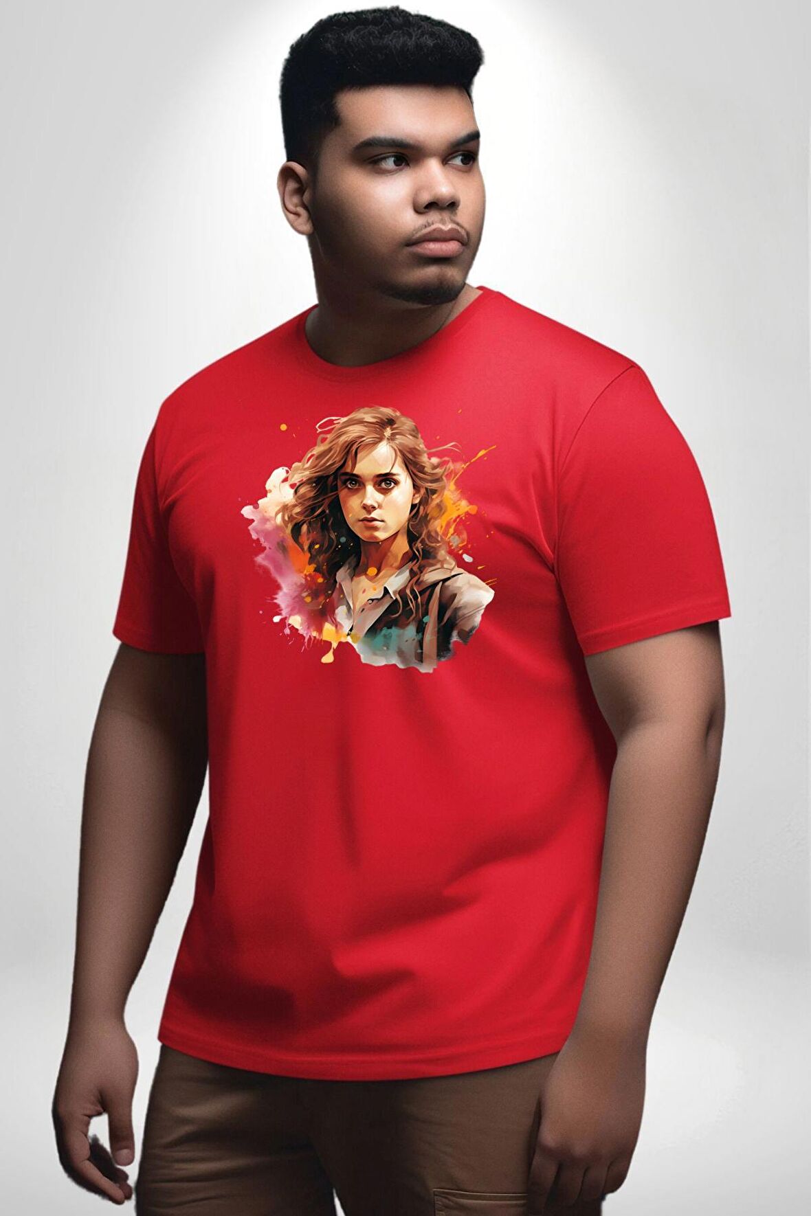 Hermione Granger Harry Potter Kırmızı Büyük Beden Erkek Kadın Unisex Basic Ön Baskılı Tişört