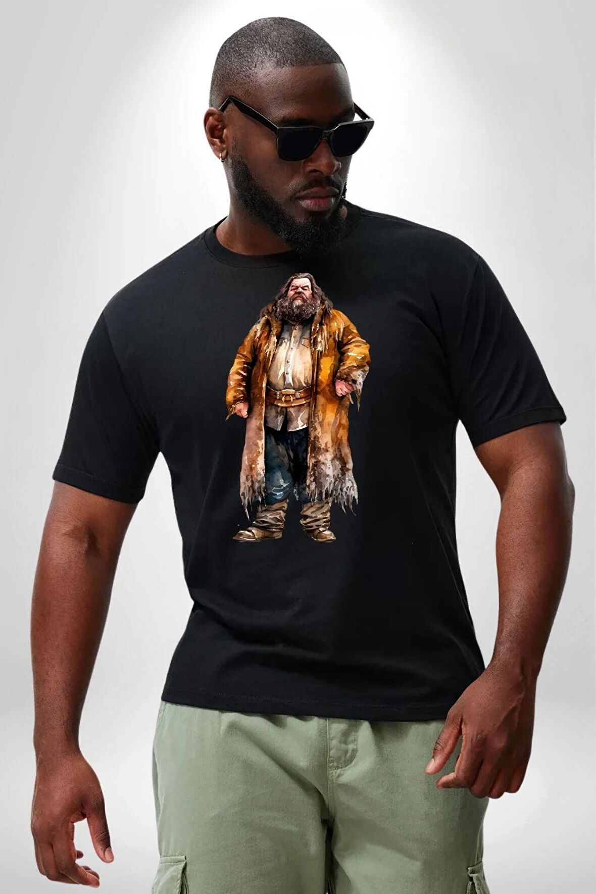 Rubeus Hagrid Harry Potter Karakteri  Siyah Büyük Beden Erkek Kadın Unisex Basic Ön Baskılı Tişört