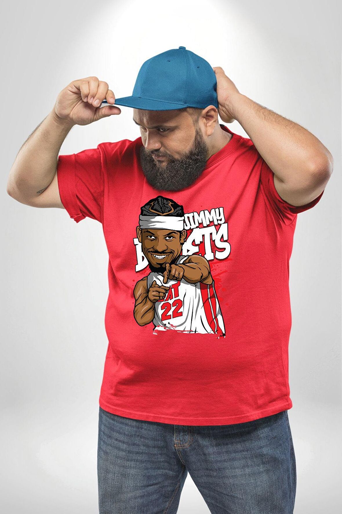 Jimmy Butler Basketbol Kırmızı Büyük Beden Erkek Kadın Unisex Basic Ön Baskılı Tişört