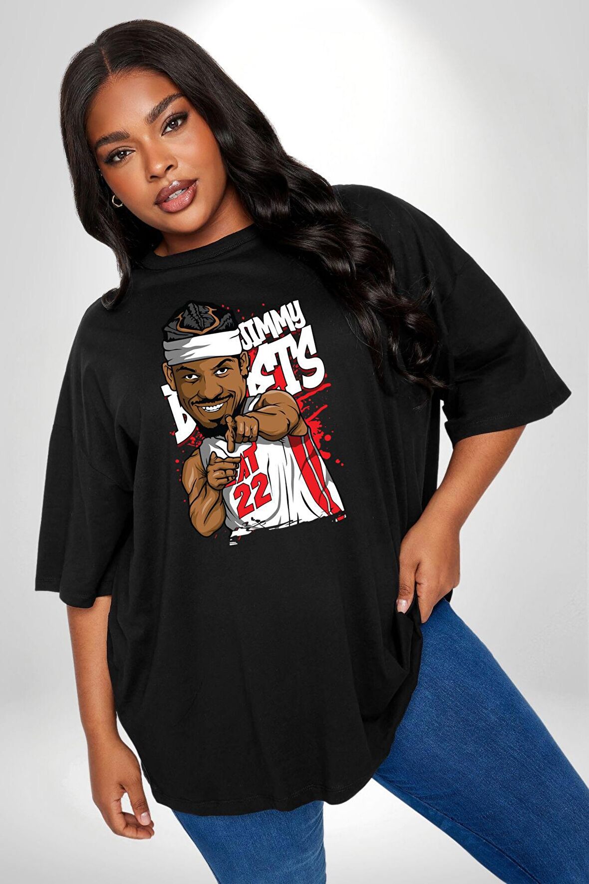 Jimmy Butler Basketbol Siyah Büyük Beden Erkek Kadın Unisex Basic Ön Baskılı Tişört