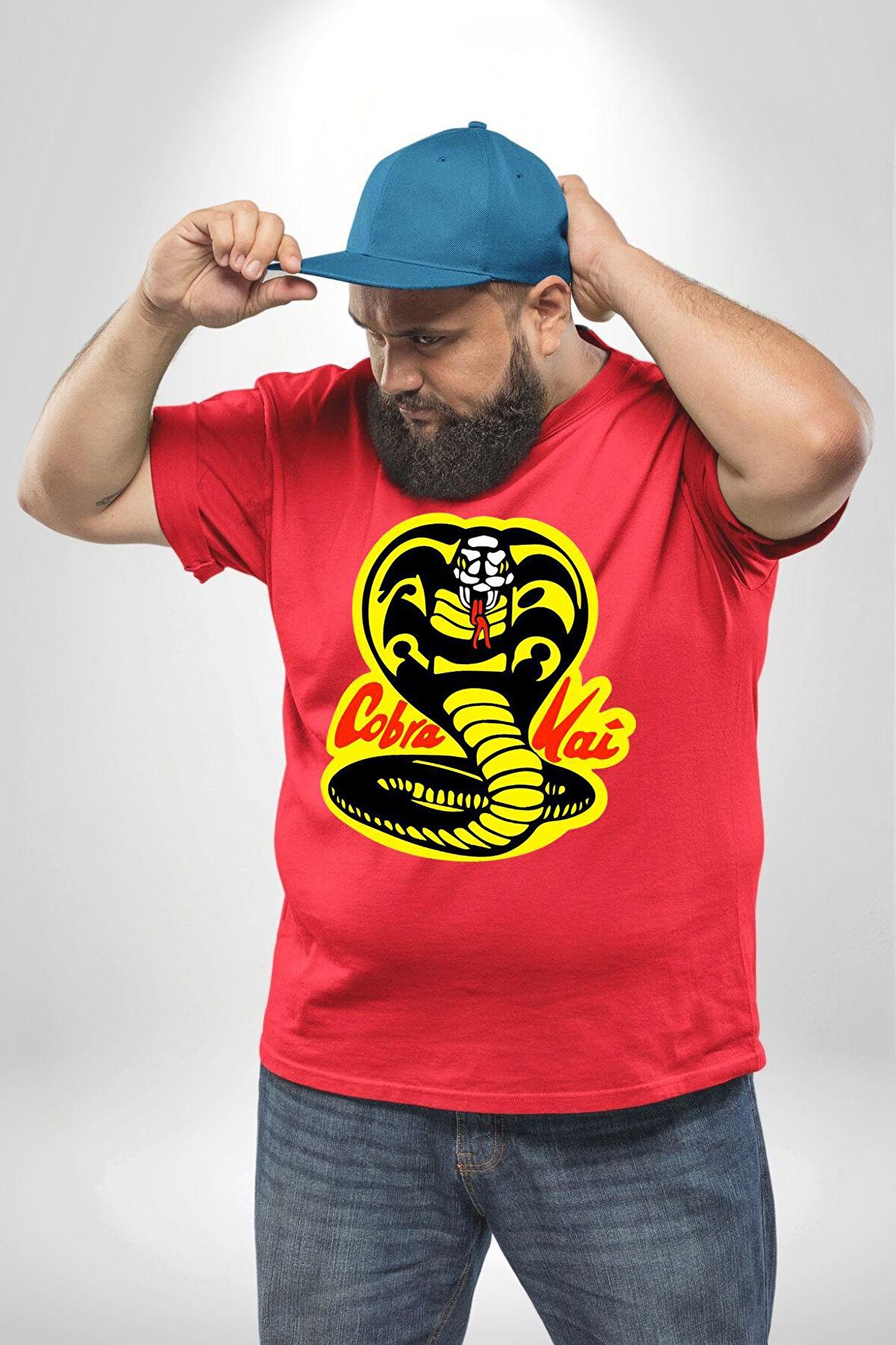 Cobra Kai Karete Çocuk Yılan Logo Dizi Kırmızı Büyük Beden Erkek Kadın Unisex Basic Ön Baskılı Tişört