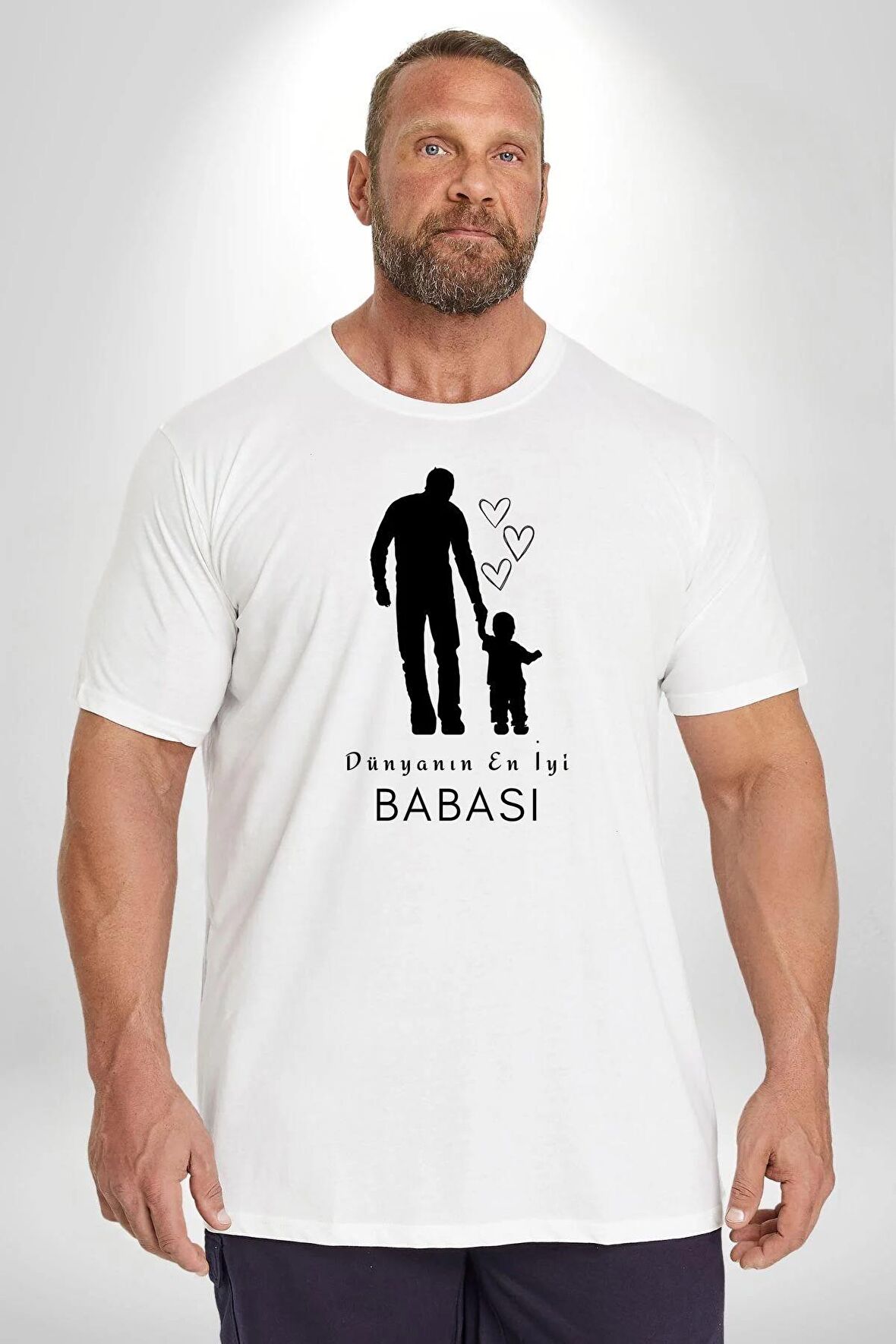 Babalar Günü Dünyanın En iyi Babası Beyaz Büyük Beden Kadın Erkek Ünisex  Basic Ön Baskılı Tişört