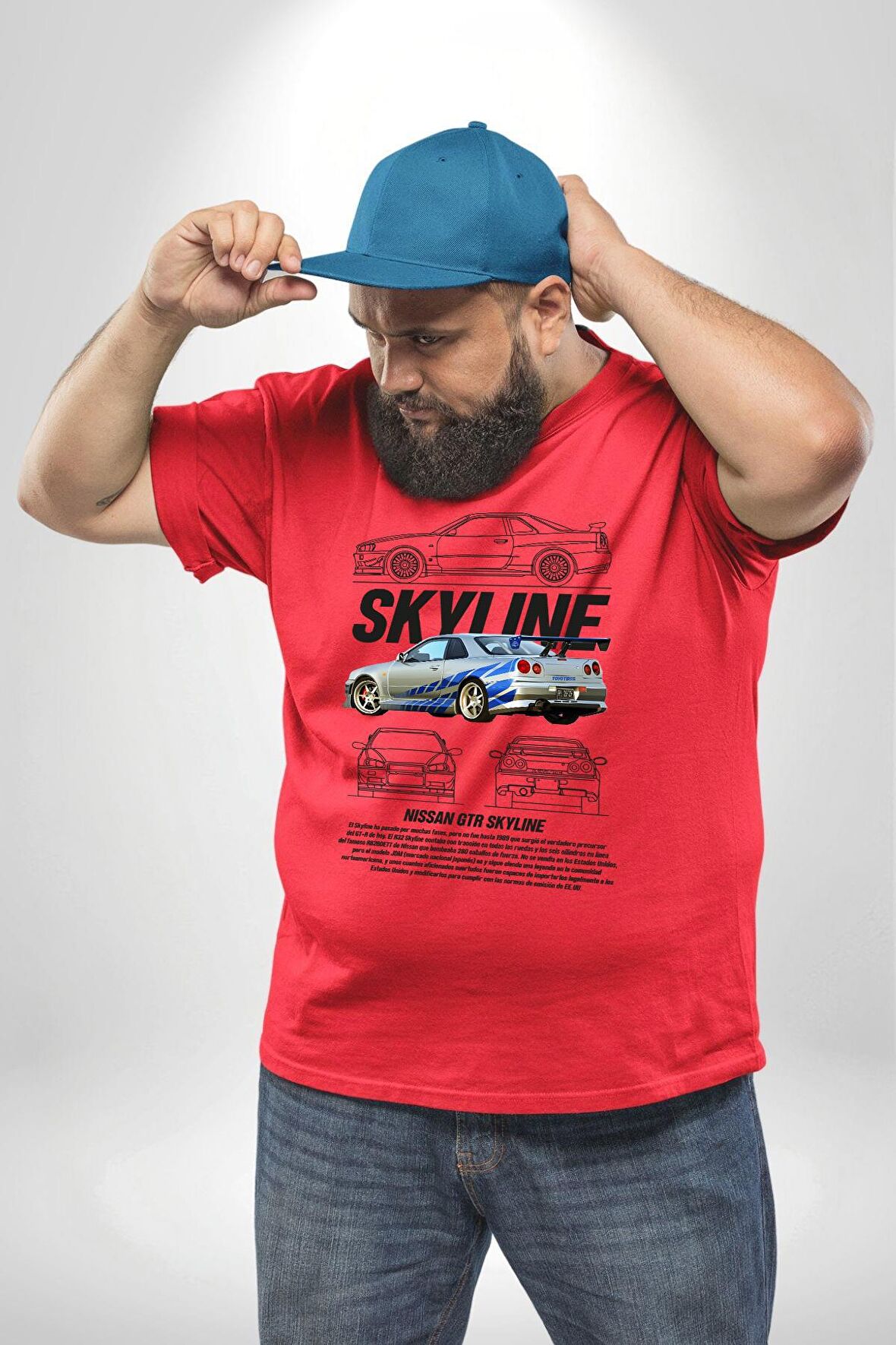 Skyline Nissan Hızlı Ve Öfkeli Fast Furious Kırmızı Büyük Beden Erkek Kadın Unisex Basic Ön Baskılı Tişört